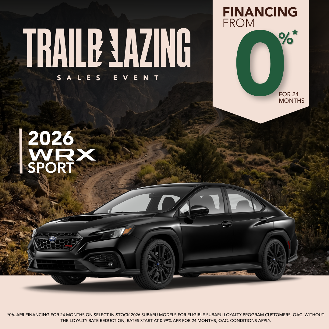 2026 WRX Sport — financing from 0% for 24 months for eligible Subaru loyalty customers, O.A.C.